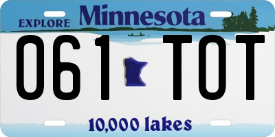 MN license plate 061TOT