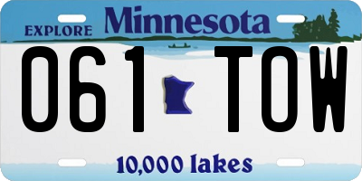 MN license plate 061TOW