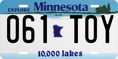 MN license plate 061TOY
