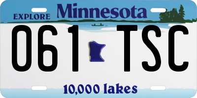 MN license plate 061TSC