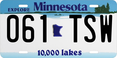 MN license plate 061TSW