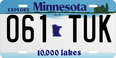 MN license plate 061TUK