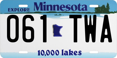MN license plate 061TWA