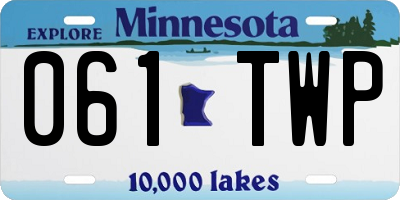 MN license plate 061TWP