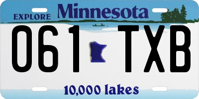MN license plate 061TXB