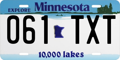 MN license plate 061TXT