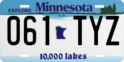MN license plate 061TYZ