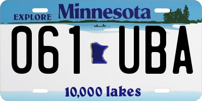 MN license plate 061UBA