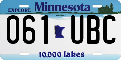 MN license plate 061UBC