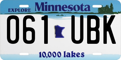 MN license plate 061UBK