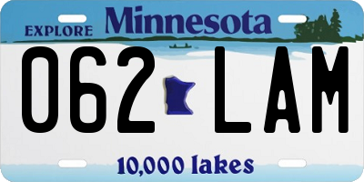 MN license plate 062LAM