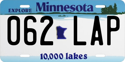 MN license plate 062LAP