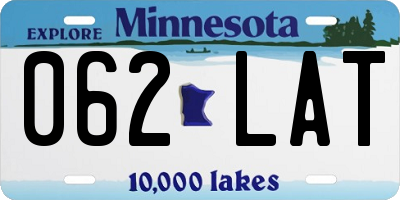 MN license plate 062LAT
