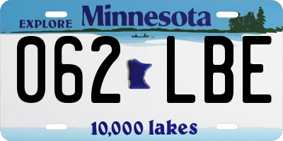 MN license plate 062LBE