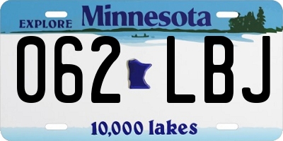 MN license plate 062LBJ