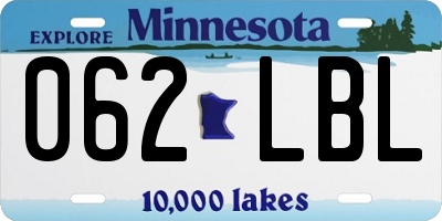 MN license plate 062LBL
