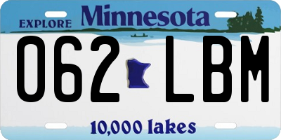 MN license plate 062LBM