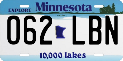 MN license plate 062LBN