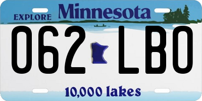 MN license plate 062LBO