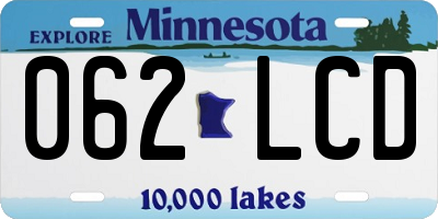 MN license plate 062LCD