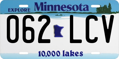 MN license plate 062LCV