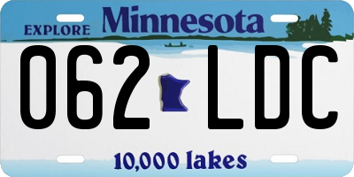 MN license plate 062LDC