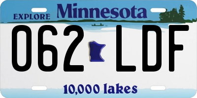 MN license plate 062LDF