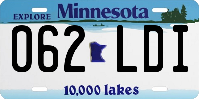 MN license plate 062LDI