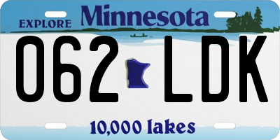 MN license plate 062LDK