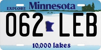 MN license plate 062LEB