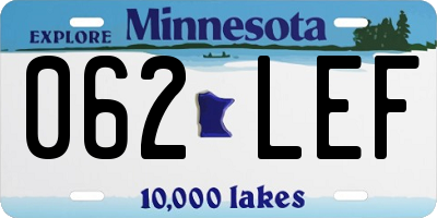 MN license plate 062LEF