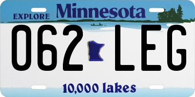 MN license plate 062LEG