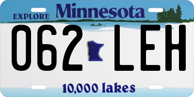 MN license plate 062LEH