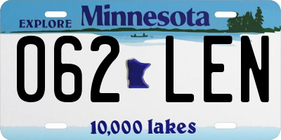 MN license plate 062LEN