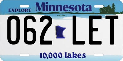 MN license plate 062LET