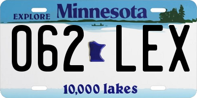 MN license plate 062LEX
