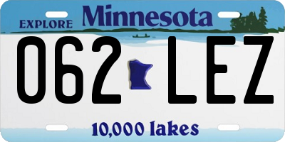 MN license plate 062LEZ