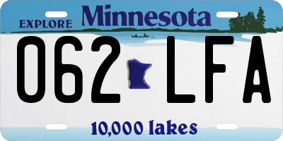 MN license plate 062LFA