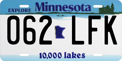 MN license plate 062LFK