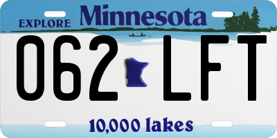 MN license plate 062LFT
