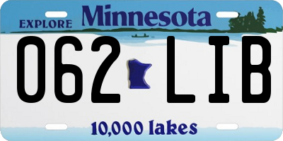 MN license plate 062LIB