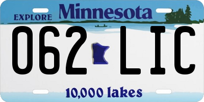 MN license plate 062LIC