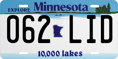 MN license plate 062LID