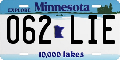 MN license plate 062LIE