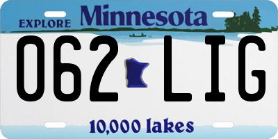 MN license plate 062LIG