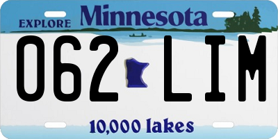 MN license plate 062LIM