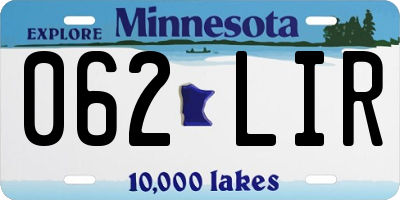 MN license plate 062LIR