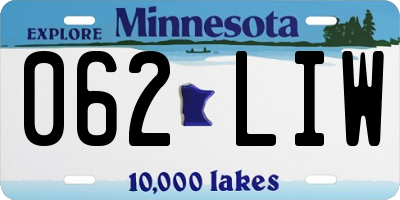 MN license plate 062LIW