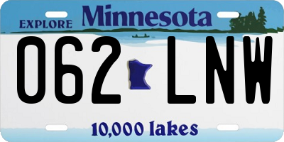 MN license plate 062LNW