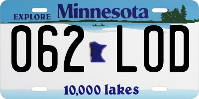 MN license plate 062LOD